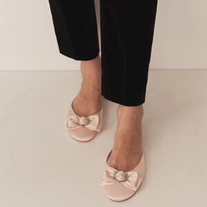 Doen Tilly Bow Mule in Peche / Pink Satin 38